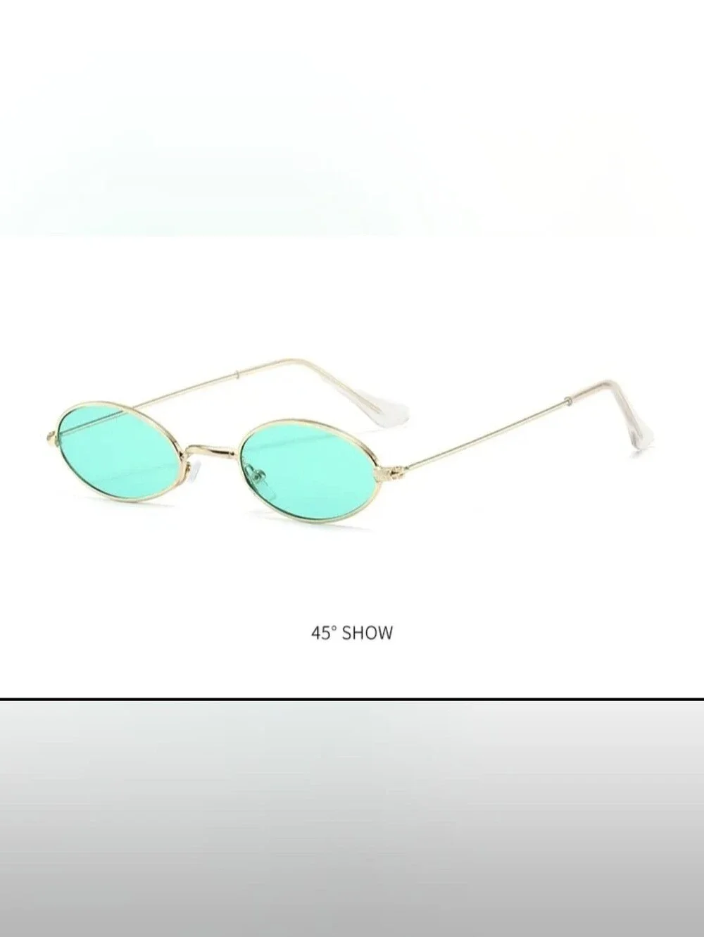 Gold Frame Oval Sunglasses with Teal Lenses - Unisex Accessories
